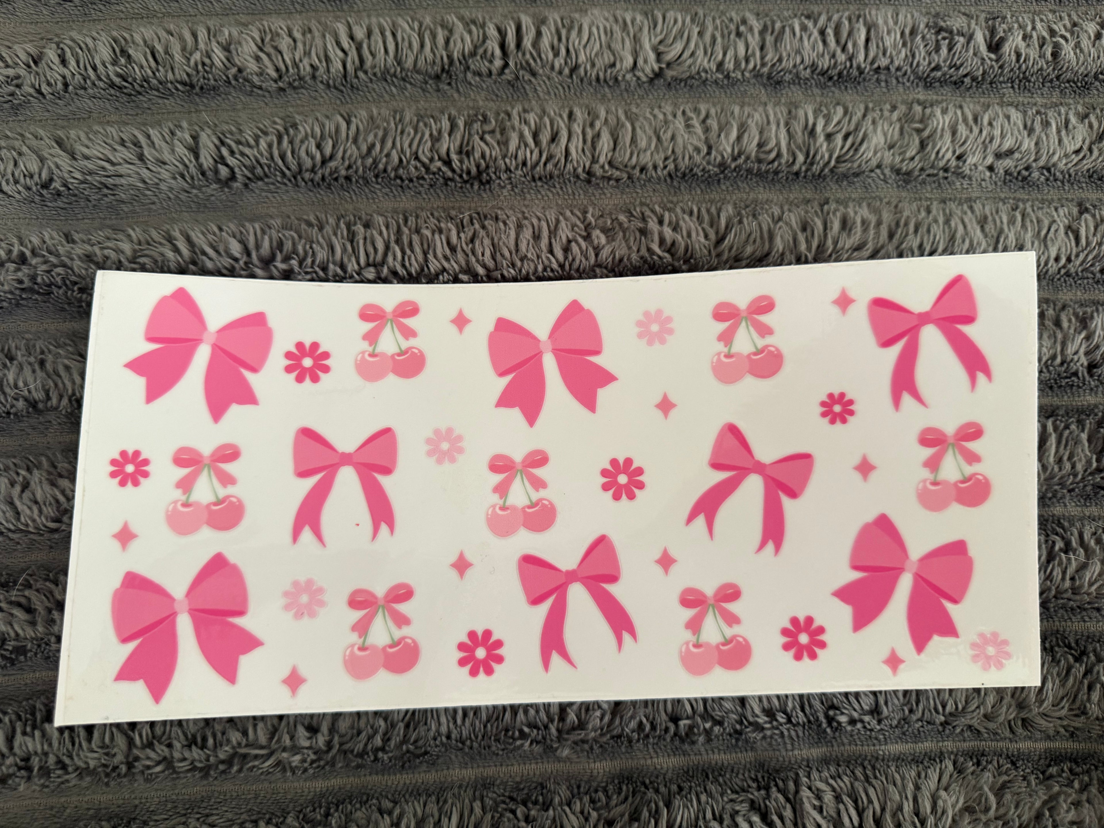 pink cherries / bow / flower